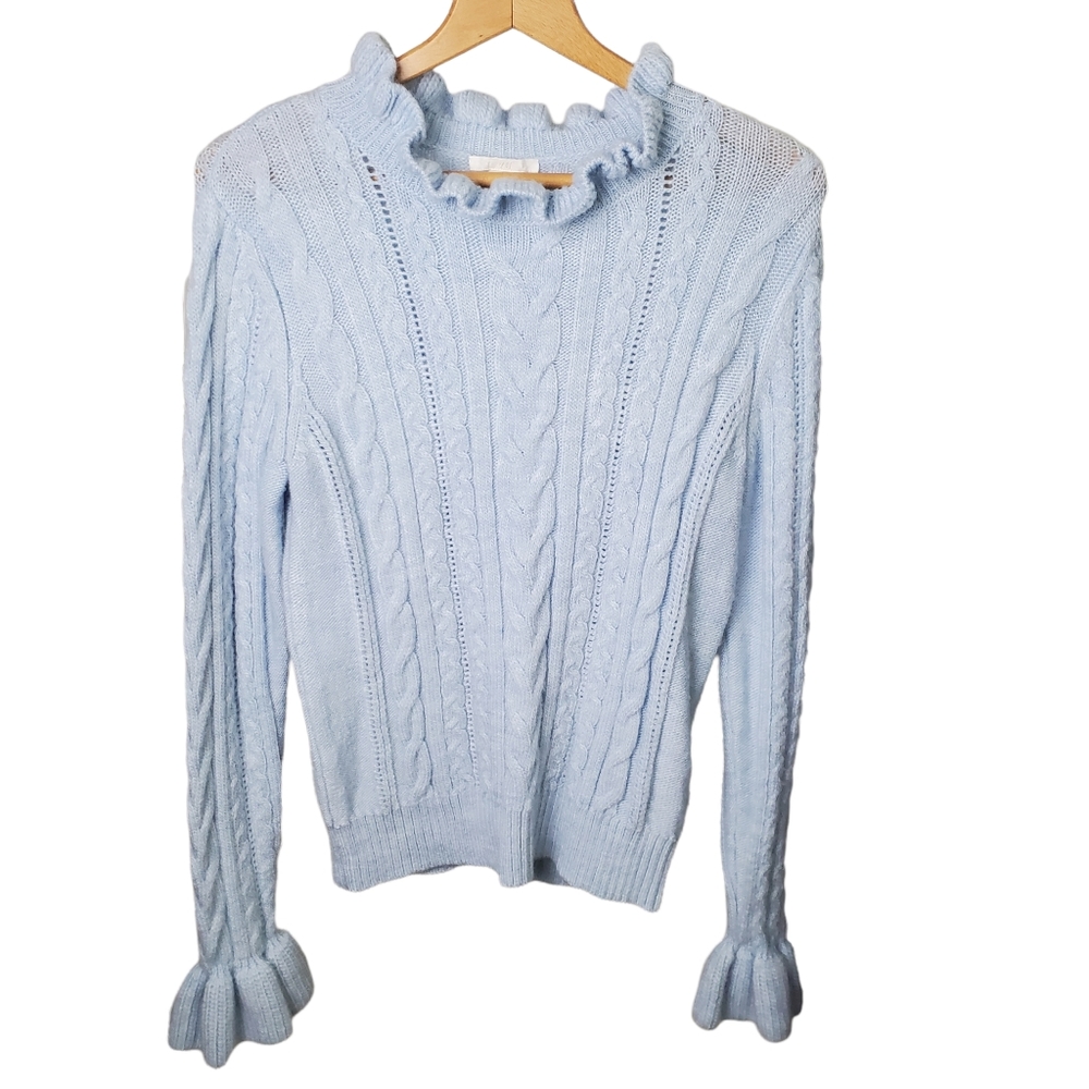 H&M Baby Blue Ruffle Sweater Size S